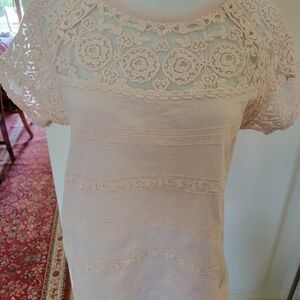 Pale Pink Lace Detail Top